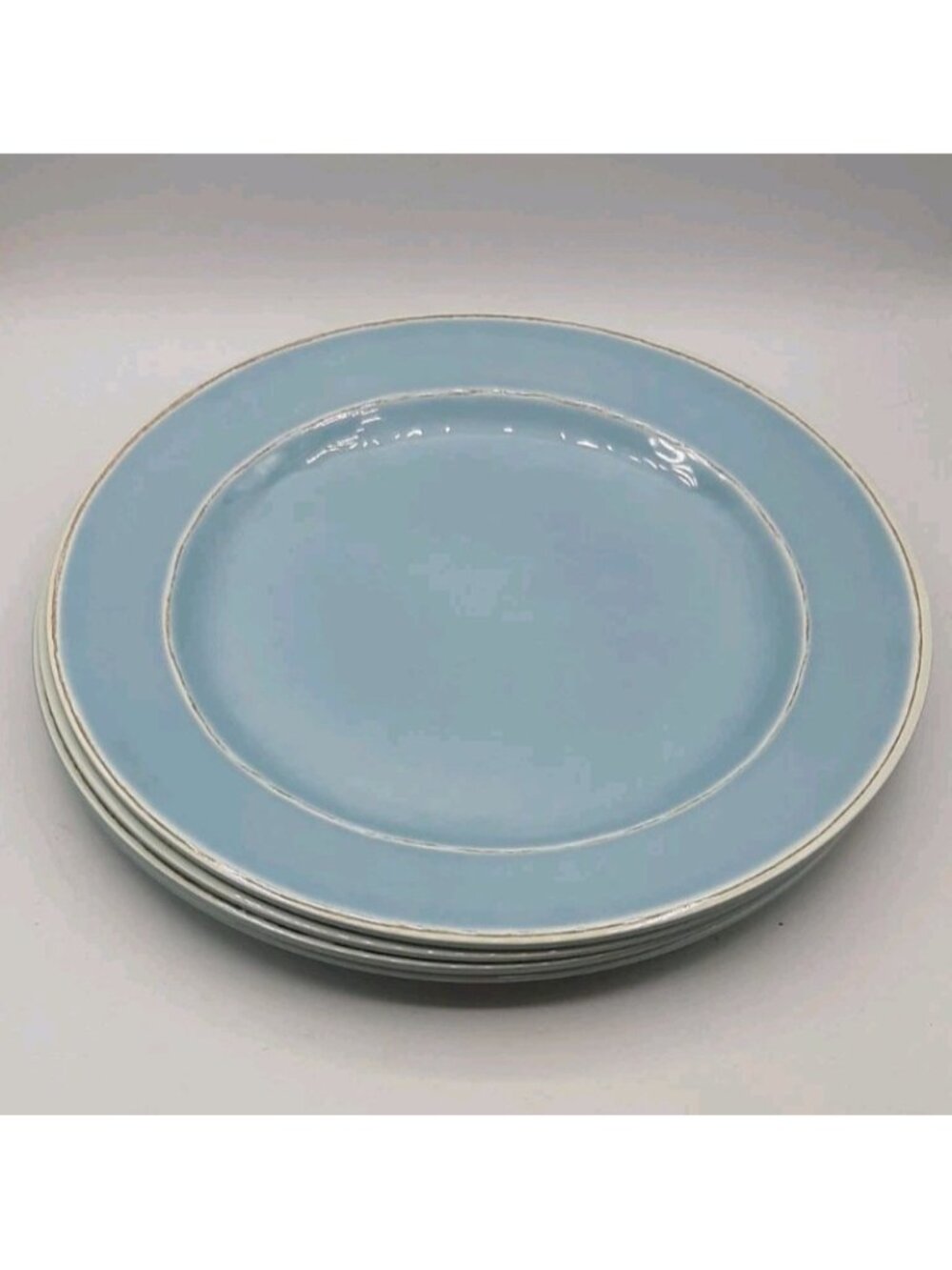 Pottery Barn Kids Melamine Cambria 4 Plates Nonbreakable Blue Farmhouse 11 In